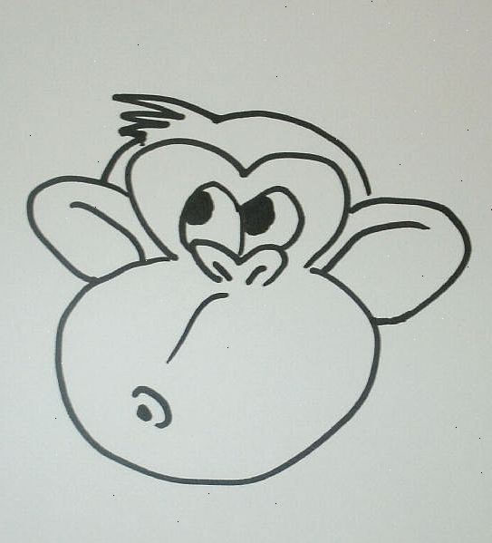 Sådan at tegne en tegneserie abe ansigt. Tegne en ellipse og tre cirkler på toppen af det.