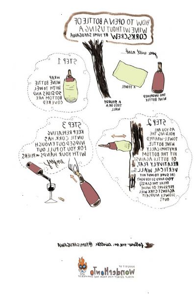 Hvordan man åbner en vinflaske uden proptrækker. Wrap bunden af flasken i et håndklæde.