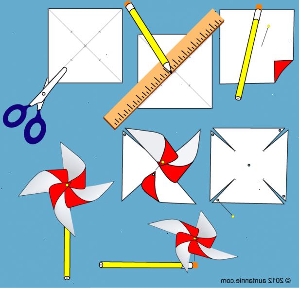Hvordan man laver en mølle. Klip et stykke almindeligt papir i en 7x7-tommer / 17.5 x17.5-cm kvadrat.
