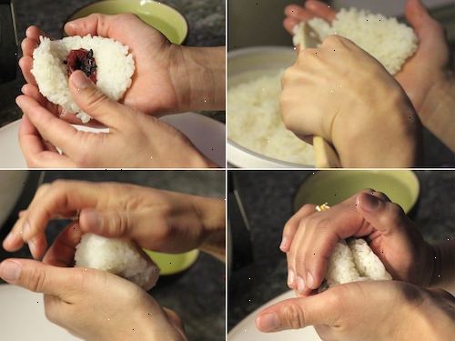 Hvordan laver onigiri. Følg anvisningerne for.