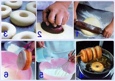Hvordan man laver en donut. Bland gær og det varme vand sammen i en lille ramekin.
