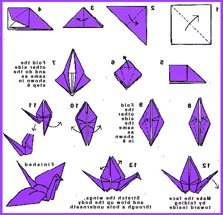 Hvordan til at folde et papir kran. Start med en firkantet ark papir.