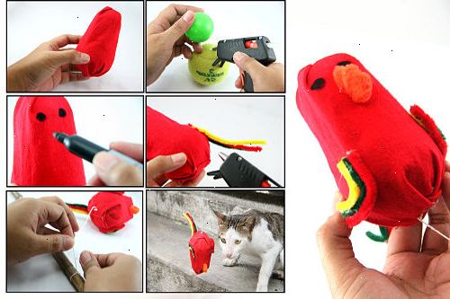 Hvordan laver kat legetøj ud af fælles husholdningsartikler. Fold pap over og stikke enden af wiren gennem det.