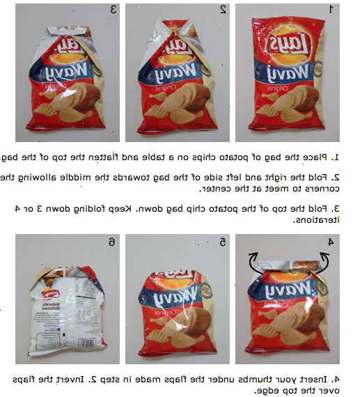 Hvordan til at lukke en pose chips ved at folde det. Glat enderne, så de er glatte, flade og lufttæt.