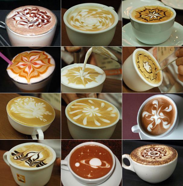 Hvordan laver latte art. Hæld nok kold mælk (34 º F eller 1 º C) i en kop i dampen pitcher.